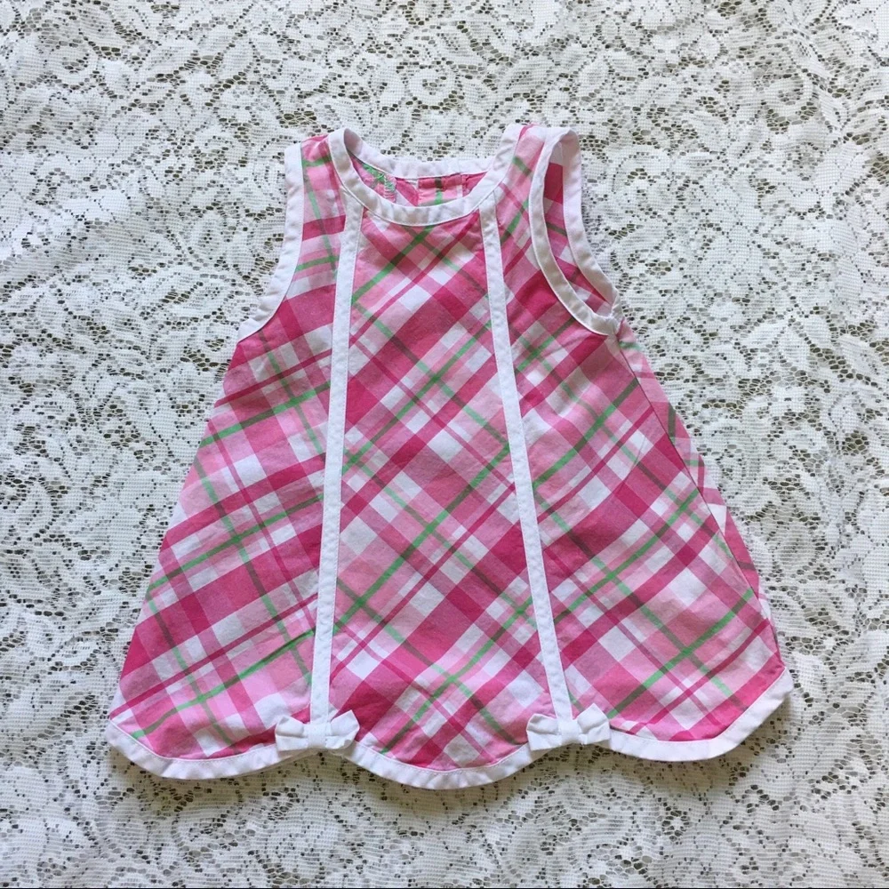 🍼 🎀 Gymboree Baby Girl Plaid Dress Pink Beautiful Sleeveless 3-6Months Newborn